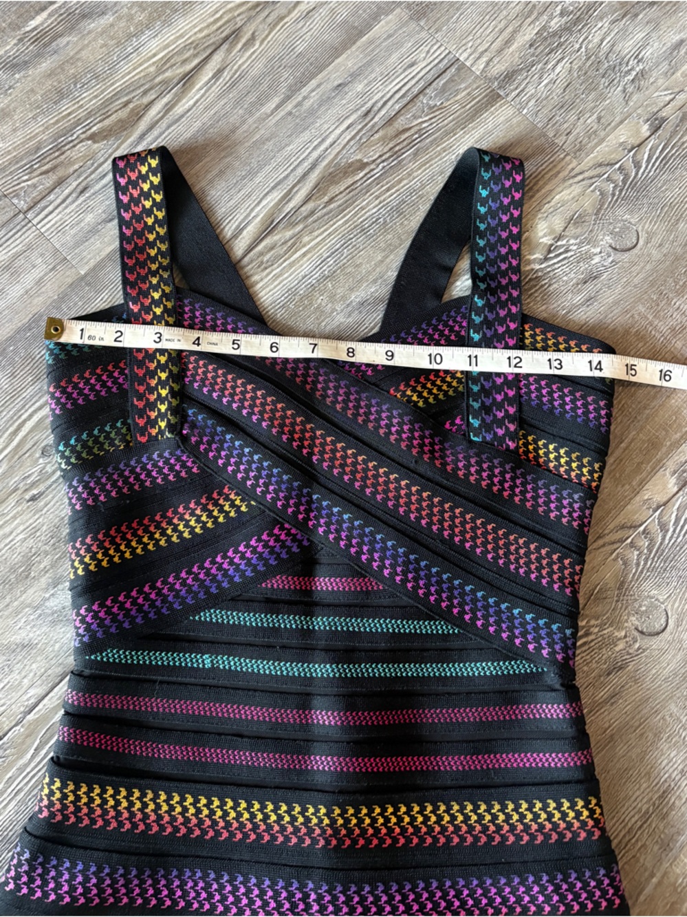 Black Mini Dress with metallic Rainbow - Picture 9 of 14